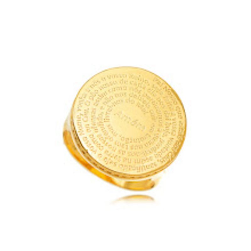 ANEL MEDALHA PAI NOSSO EM BANHO DE OURO 18K