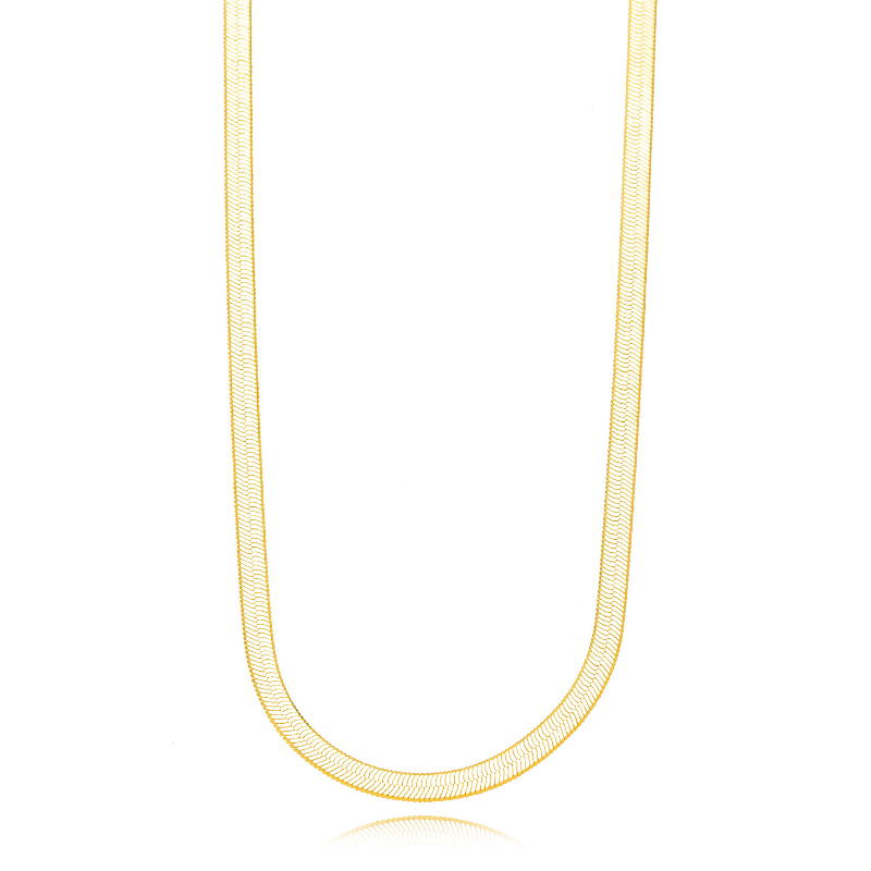 COLAR CHOKER MALHA FITA 6MM EM BANHO DE OURO 18K