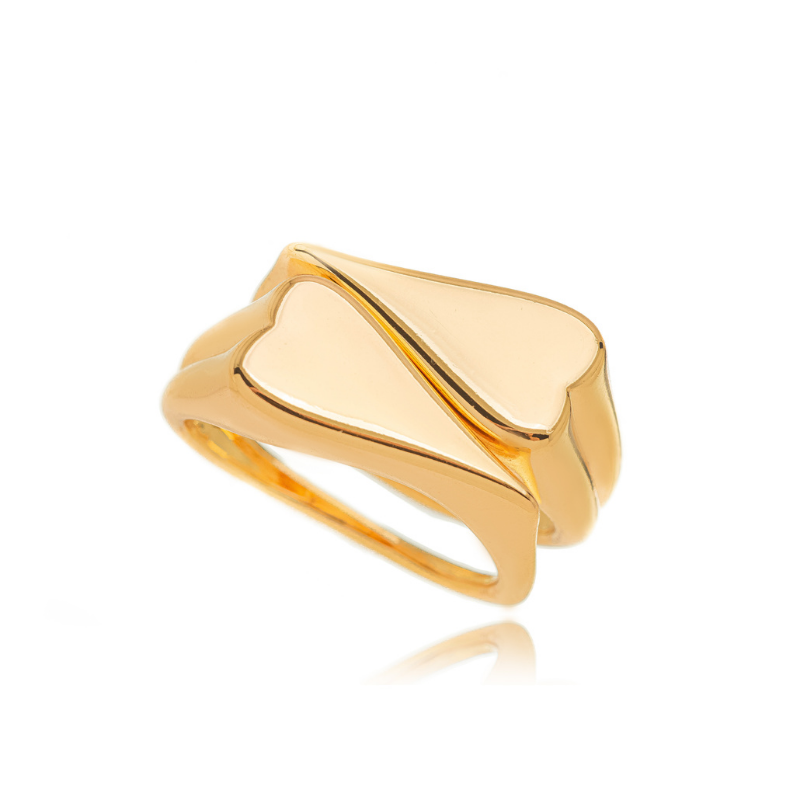ANEL DUPLO GEOMÉTRICO EM BANHO DE OURO 18K