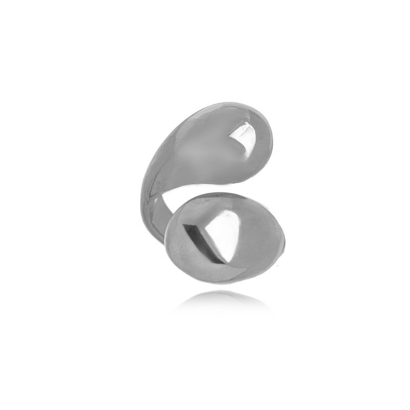 ANEL AJUSTÁVEL DUAL GOTAS  EM BANHO DE RÓDIO BRANCO