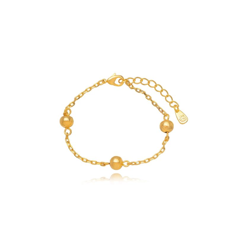 PULSEIRA BOLAS LISAS EM BANHO DE OURO 18K