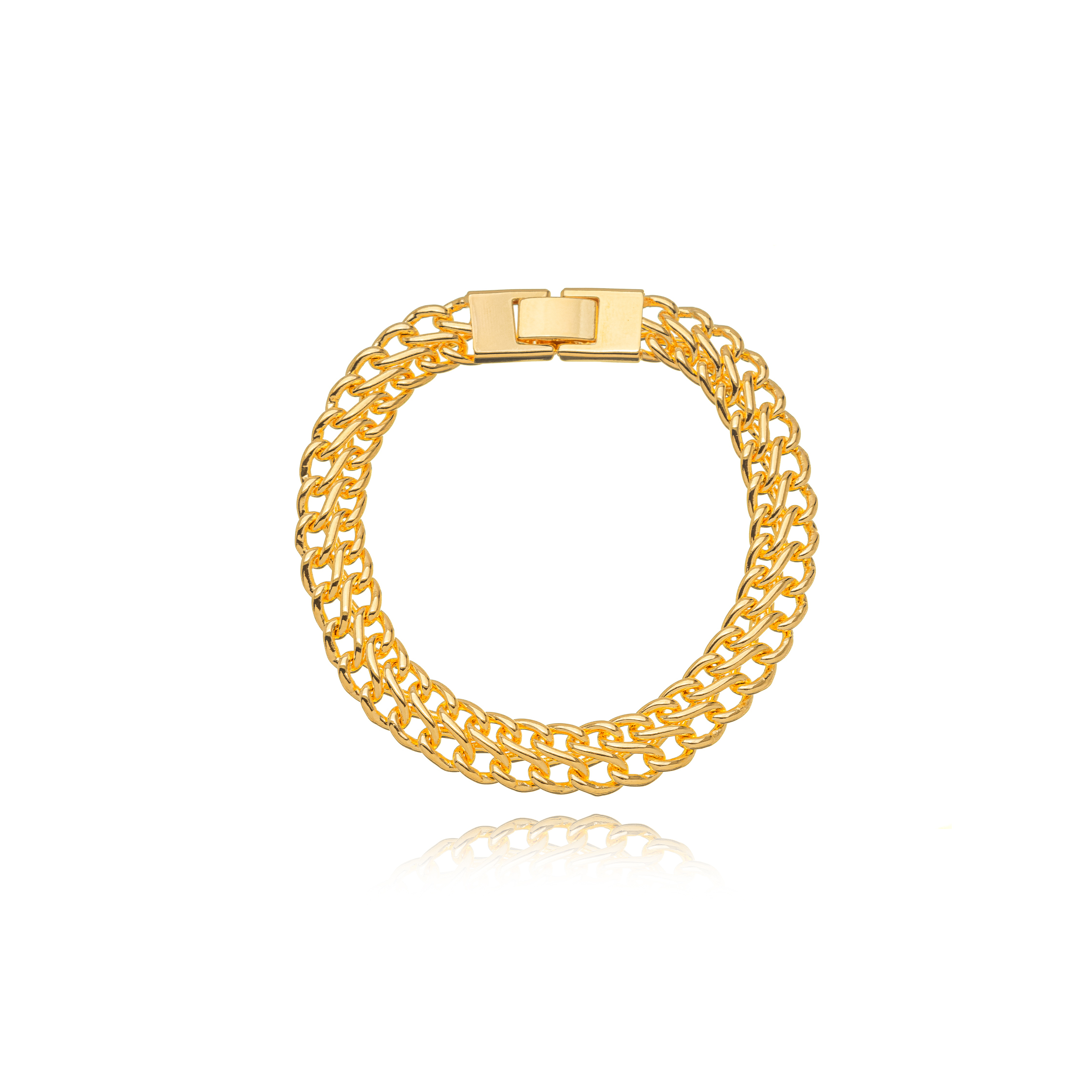 PULSEIRA ELO DUPLO GRUMET - BANHO OURO 18K EXCLUSIVO