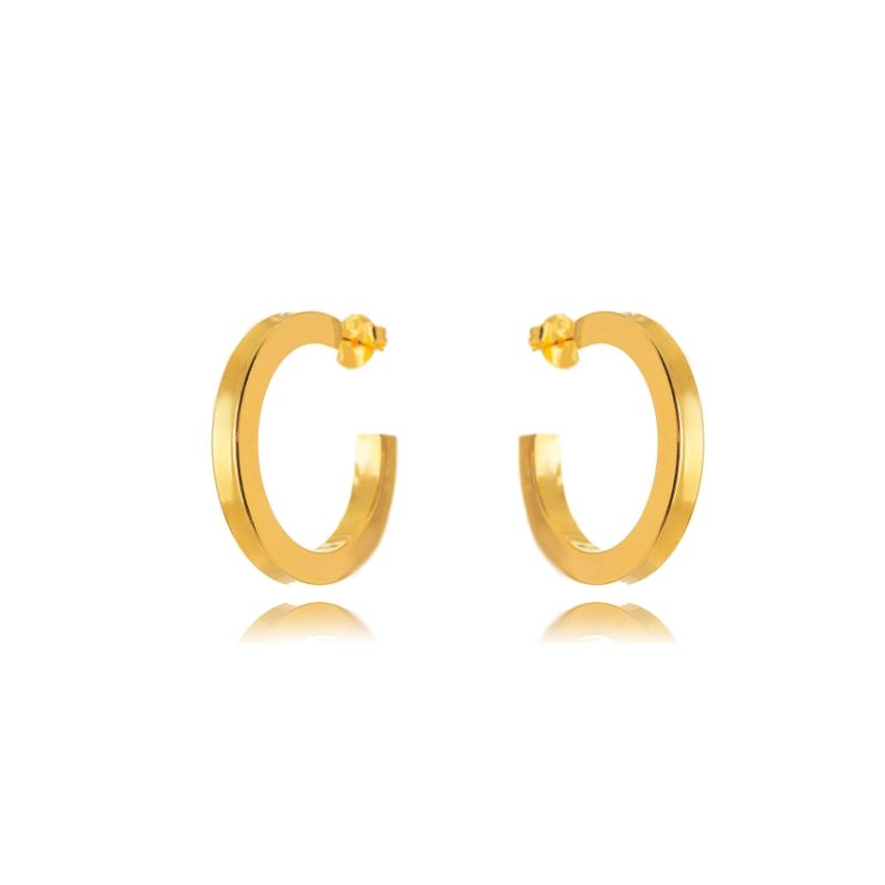 BRINCO ARGOLA LISA EM BANHO DE OURO 18K