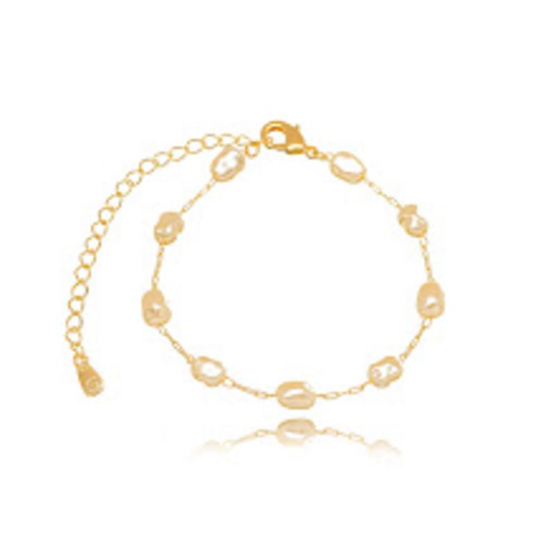 PULSEIRA PÉROLA LISA EM BANHO DE OURO 18K