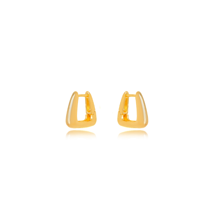 BRINCO ARGOLA QUADRADA MÉDIA ABAULADA BANHADO EM OURO 18K