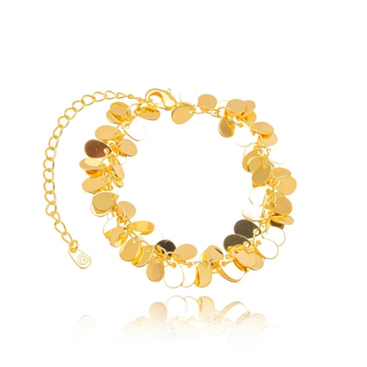 PULSEIRA MEDALHAS LISAS EM BANHO DE OURO 18K
