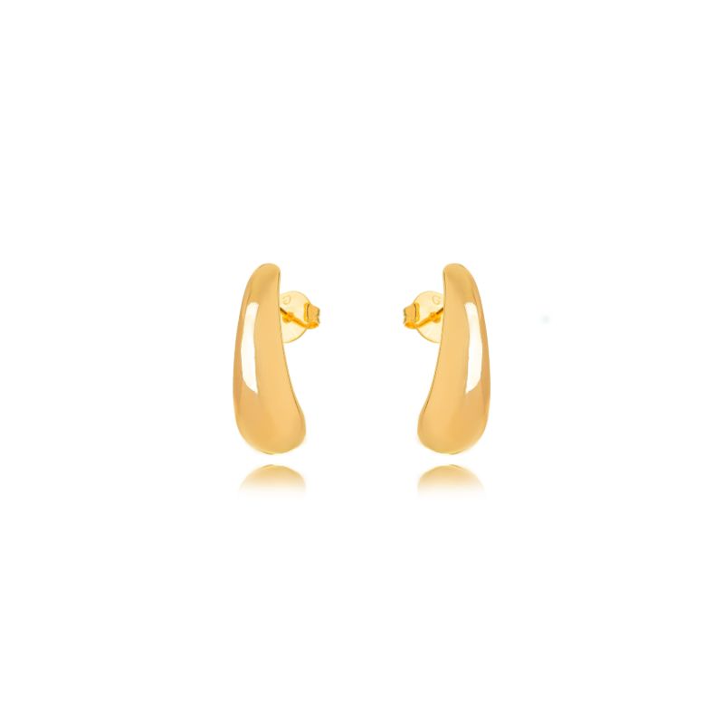 BRINCO ABAULADO CURVO BOLD - BANHO DE OURO 18K
