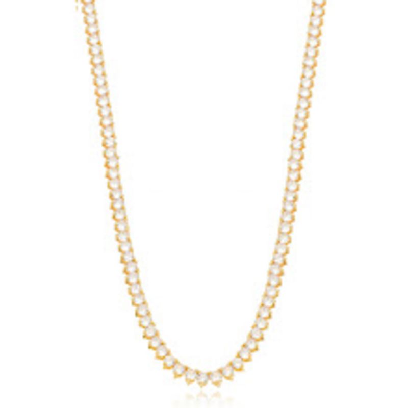 COLAR CHOKER RIVIERA 3 GARRAS TRAMA RIGIDA COM ZIRCÔNIA CRISTAL - BANHO OURO 18K