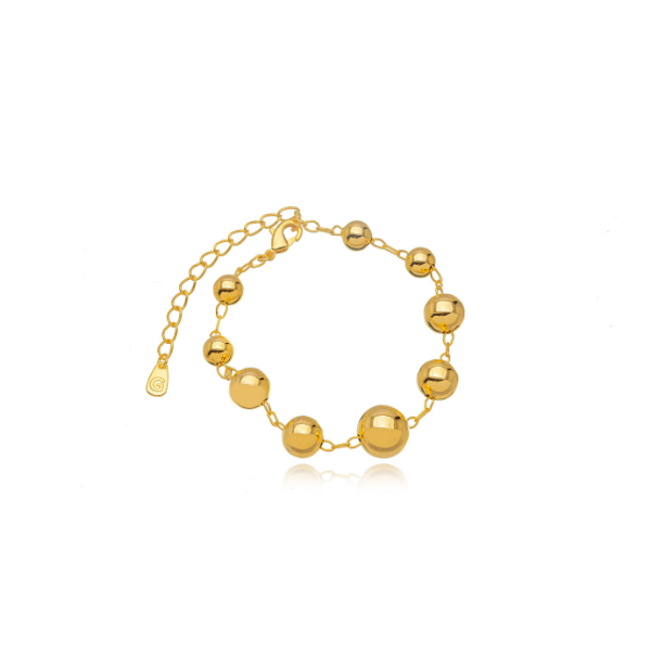 PULSEIRA ORB GLOW: ESFERAS POLIDAS EM BANHO DE OURO 18K