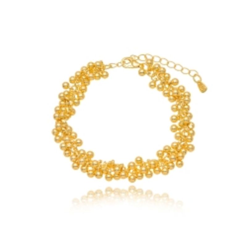 PULSEIRA BOLAS LISAS EM BANHO DE OURO 18K