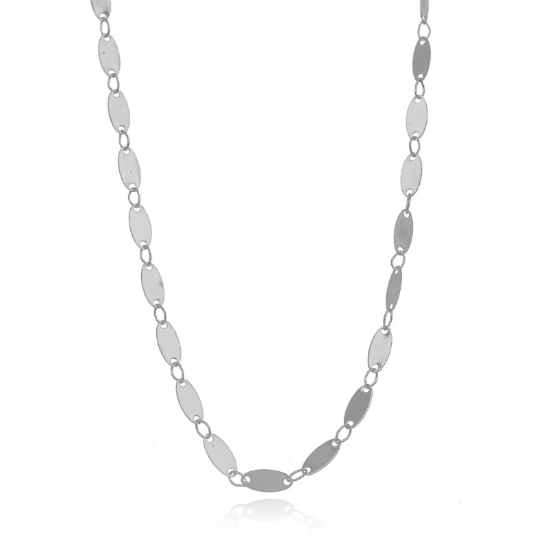 COLAR CHOKER ELOS OVAIS LISOS EM BANHO DE RÓDIO BRANCO