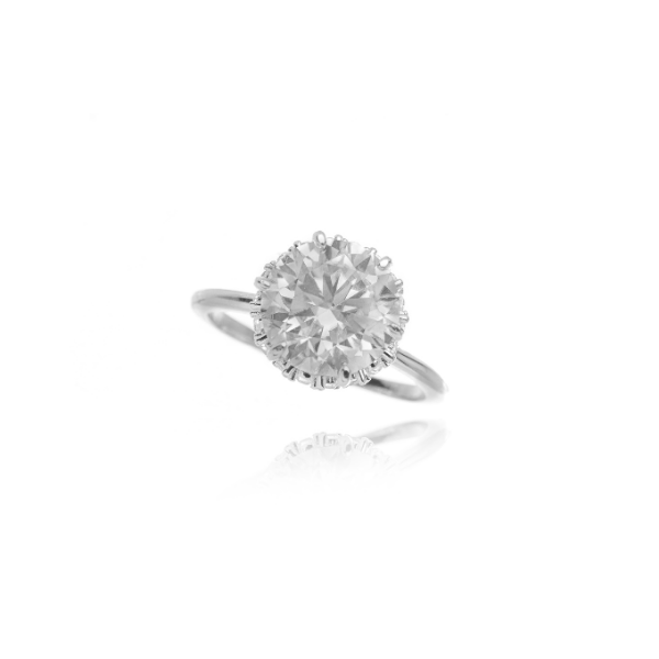 ANEL SOLITÁRIO EM PRATA 925 COM MOISSANITE E COROA DE LUXO