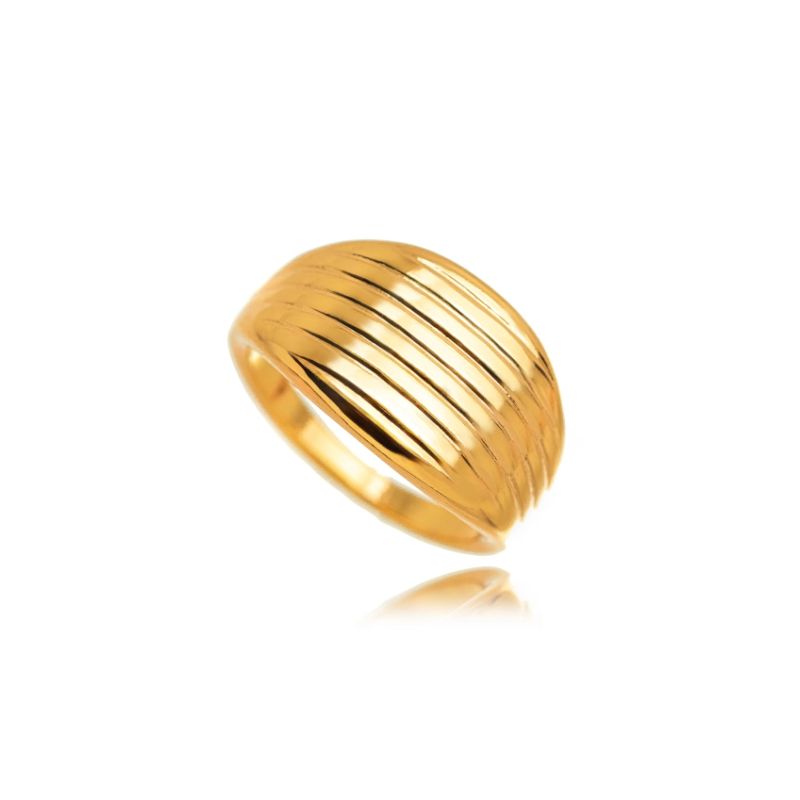 ANEL DETALHADO LISO EM BANHO DE OURO 18K