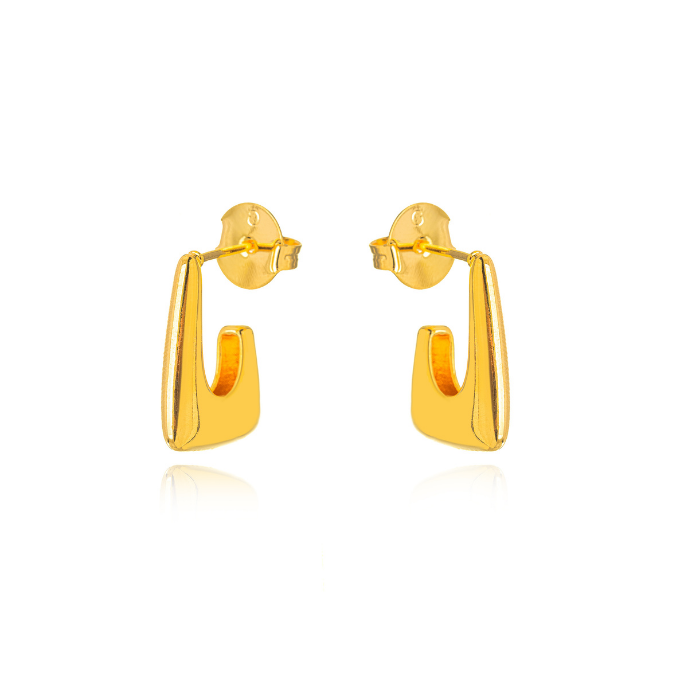 ARGOLA CLICK J GEOMÉTRICA LISA BANHO OURO 18K