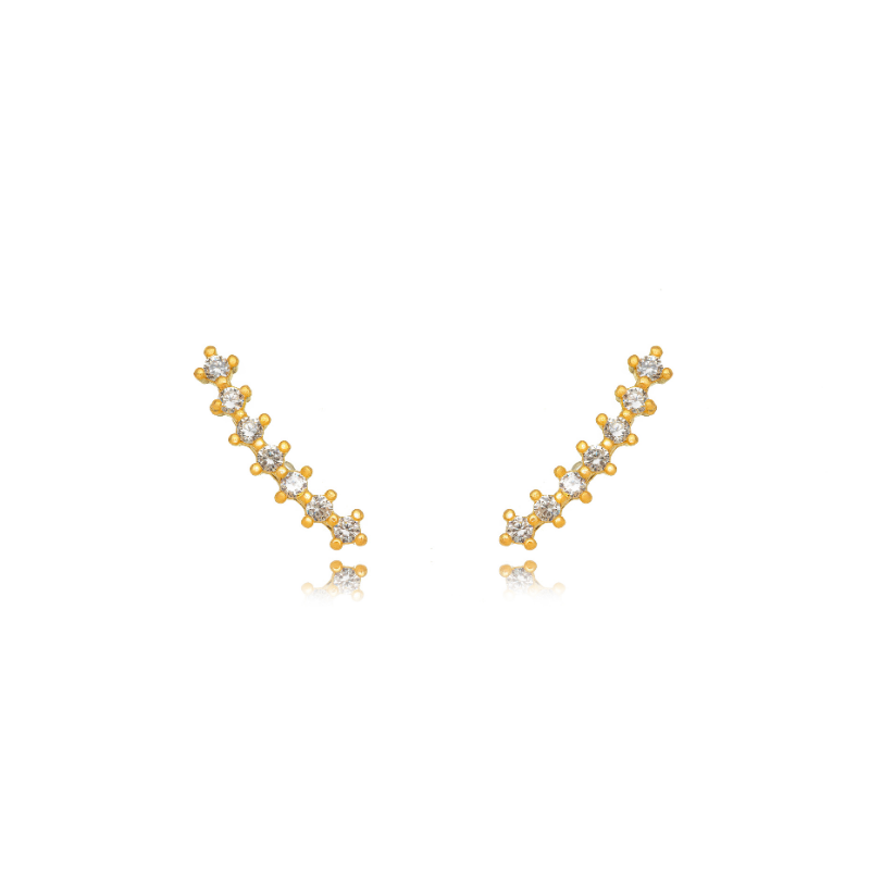BRINCO EAR CUFF SETE PONTOS CRAVEJADOS - BANHO DE OURO 18K