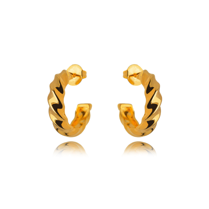 BRINCO ARGOLA TORCIDA ORGÂNICA - BANHO DE OURO 18K