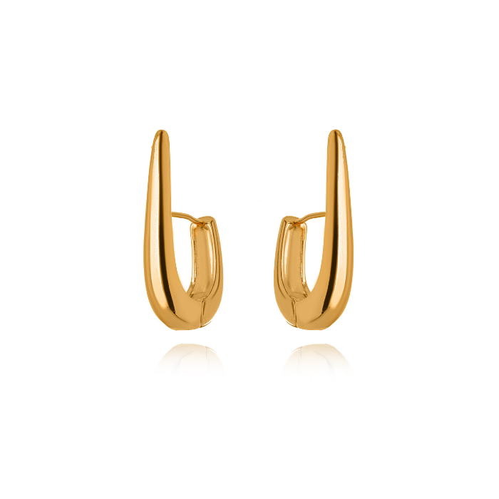 BRINCO ARGOLA GEOMÉTRICA LISA BANHO OURO 18K