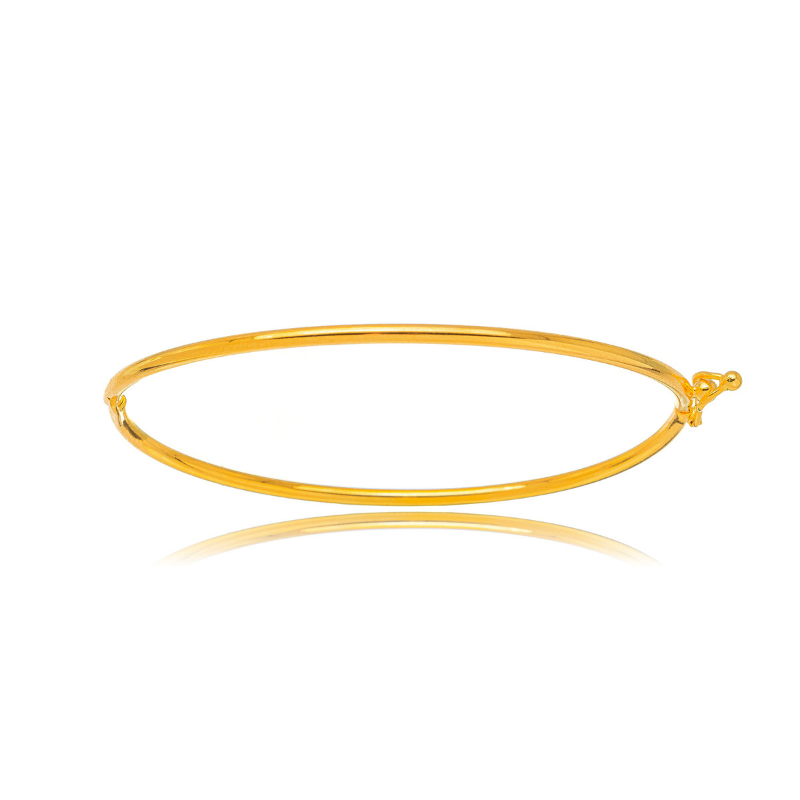 PULSEIRA BRACELETE INFANTIL RÍGIDO LISO BANHO OURO 18K