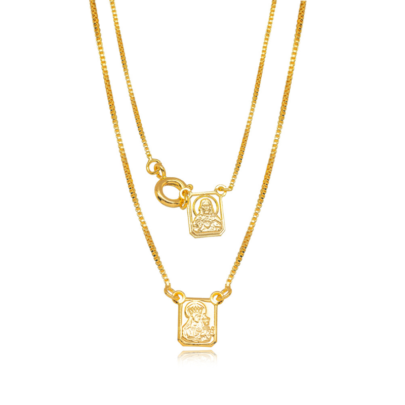 COLAR ESCAPULARIO INFANTIL EM BANHO DE OURO 18K
