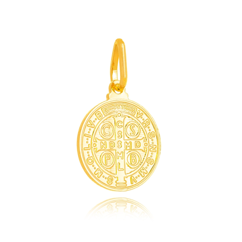 PINGENTE MEDALHA DE SÃO BENTO EM BANHO DE OURO 18K