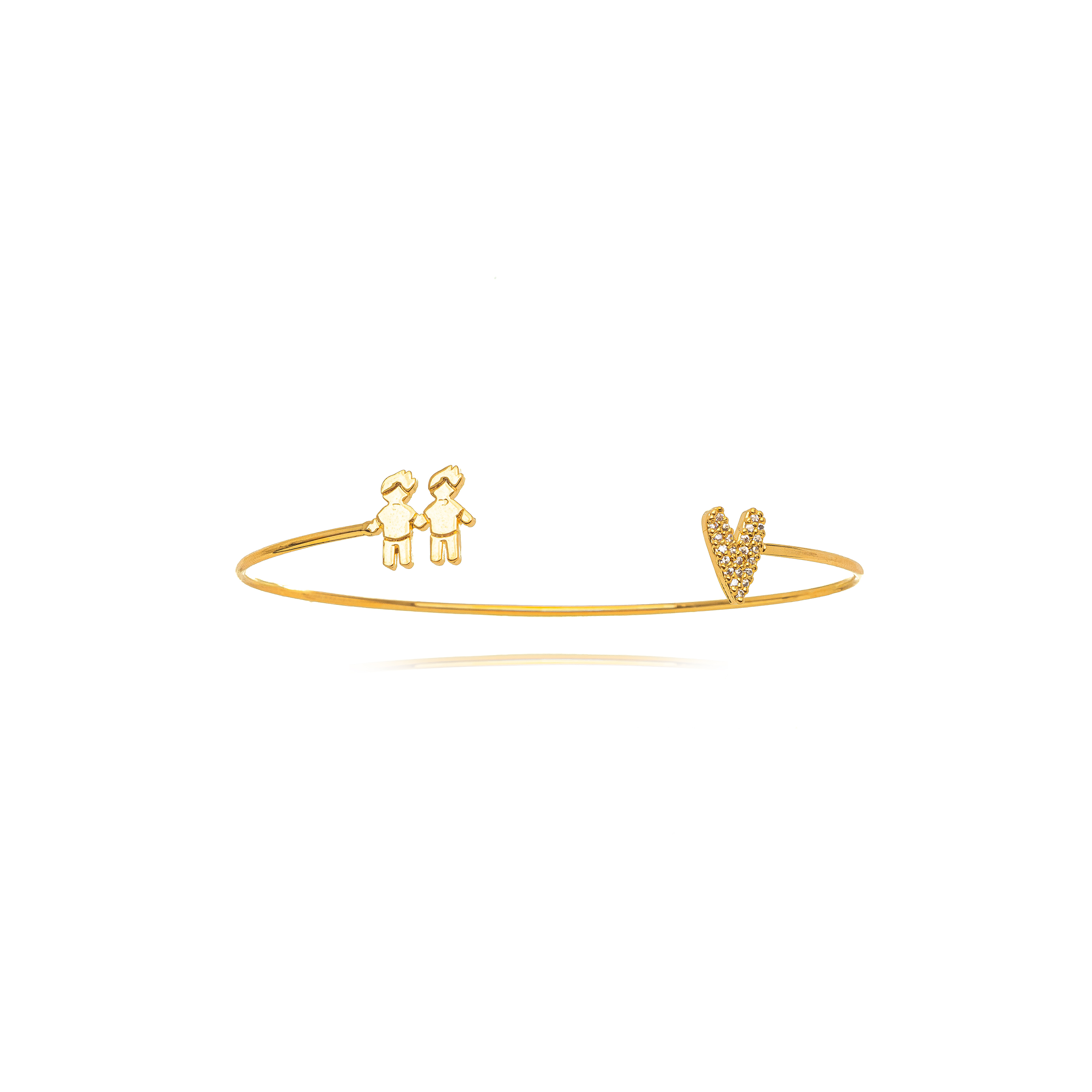 PULSEIRA BRACELETE FAMILY LOVE: PINGENTES CRAVEJADOS BANHADO A OURO 18K