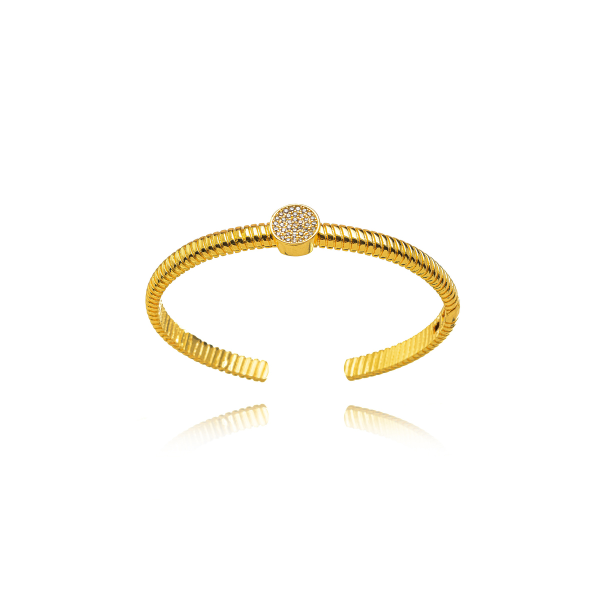 PULSEIRA BRACELETE TWIST PAVÊ: DESIGN TEXTURIZADO BANHADO A OURO 18K