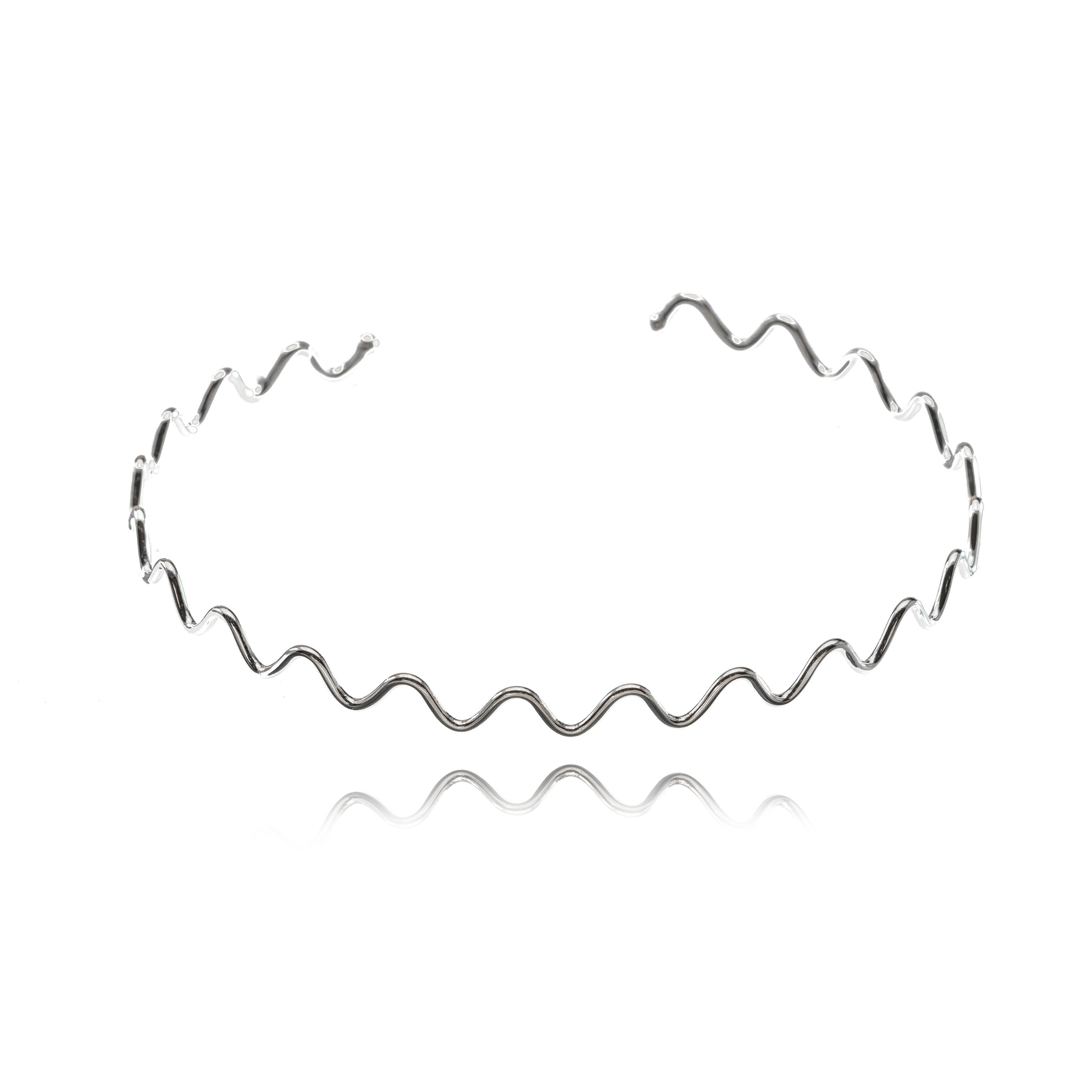 COLAR CHOKER RÍGIDA ZIG-ZAG EM BANHO DE RÓDIO BRANCO