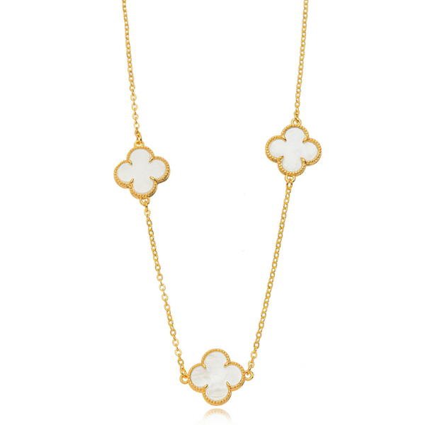 COLAR CHOKER TREVOS EM MADREPÉROLA EM BANHO DE OURO 18K