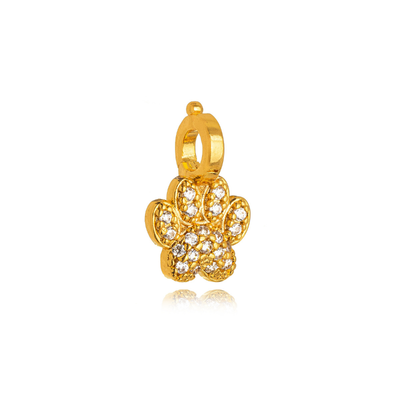 PINGENTE CLICK PET CRAVEJADO EM BANHO DE OURO 18K