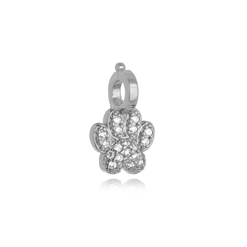 PINGENTE CLICK PET CRAVEJADO EM BANHO DE RÓDIO BRANCO