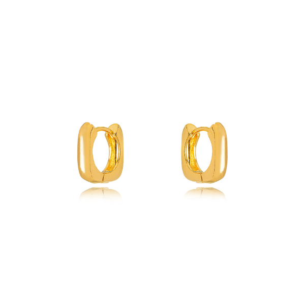BRINCO ARGOLA CLICK QUADRADA LISA BANHO OURO 18K