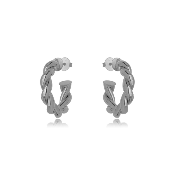 BRINCO ARGOLA TORCIDA TRESSÊ - BANHO DE RÓDIO BRANCO