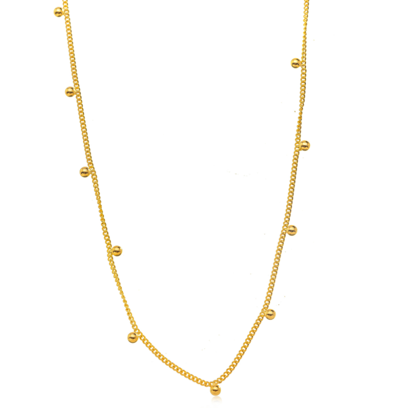 COLAR CHOKER ESFERAS PENDENTES - BANHO DE OURO 18K
