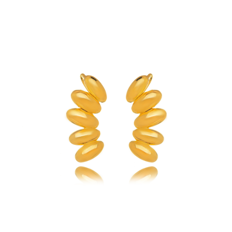 BRINCO EAR CUFF GRÃOS ANATÔMICOS - BANHO DE OURO 18K