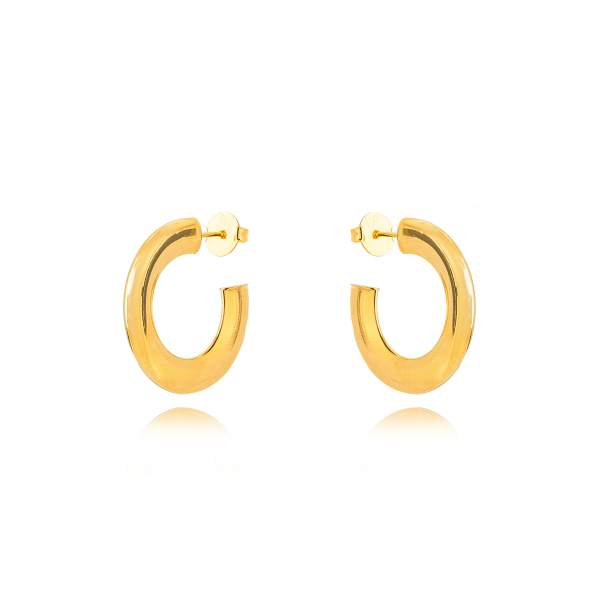 BRINCO ARGOLA OVAL LISA PREMIUM - BANHO DE OURO 18K