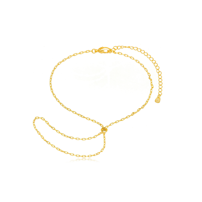 PULSEIRA ANEL GRAVATINHA MINIMALISTA - BANHO DE OURO 18K