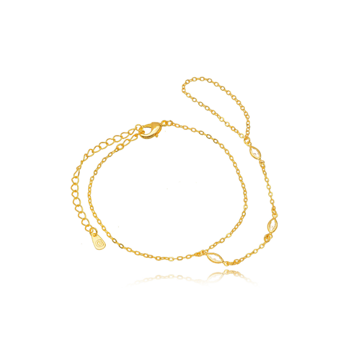 PULSEIRA ANEL COM ZIRCÓNIAS MARQUISE - BANHO DE OURO 18K
