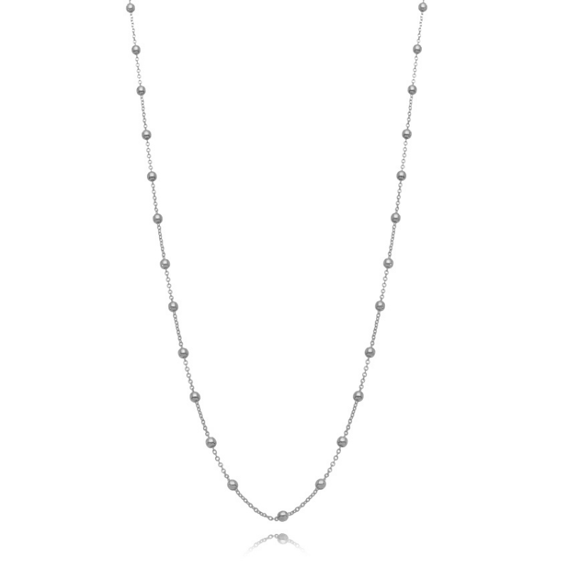 COLAR LONGO COM ESFERAS EM RÓDIO BRANCO - 70CM