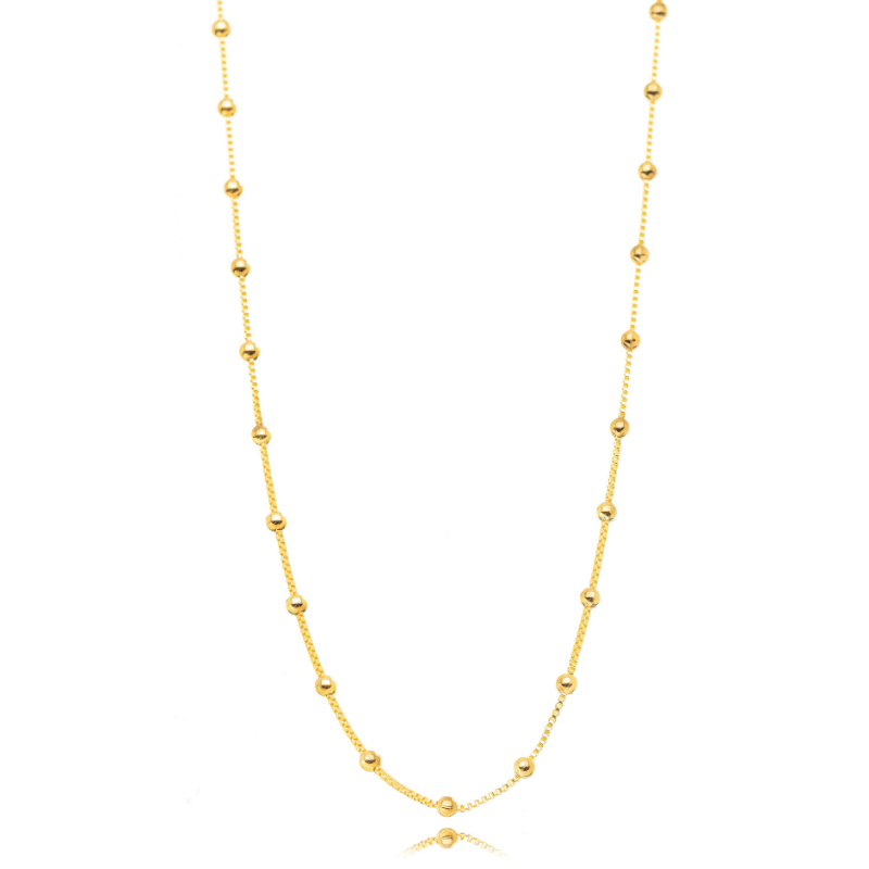 COLAR LONGO COM ESFERAS EM OURO 18K - 70CM