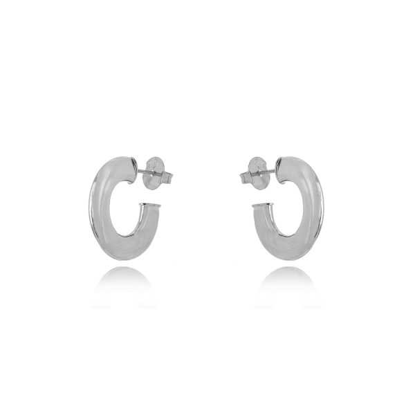 BRINCO ARGOLA OVAL LISA PREMIUM EM RÓDIO BRANCO - 2,5CM