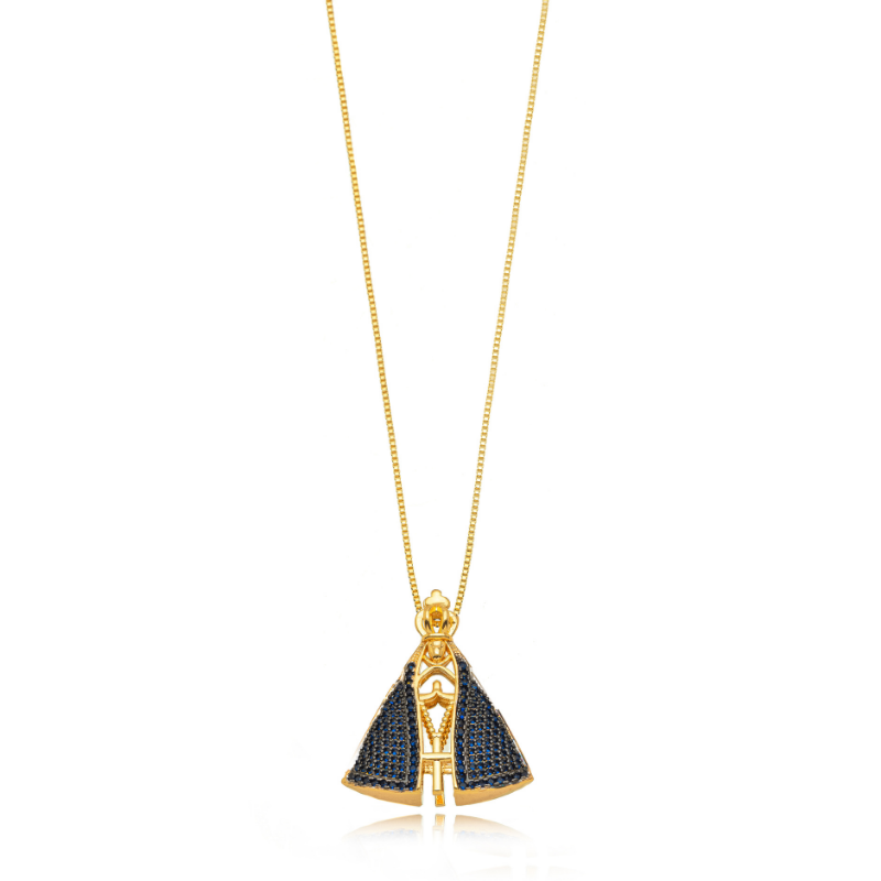 COLAR NOSSA SENHORA APARECIDA DUPLA FACE: FÉ E ELEGÂNCIA EM BANHO DE OURO 18K