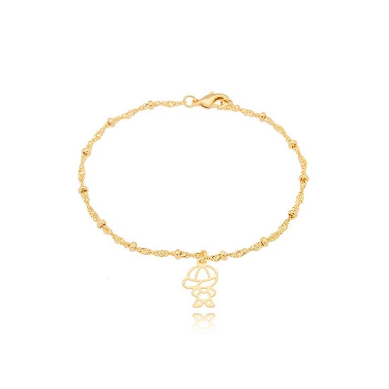 Pulseira Filha(o) com Esferas Ouro