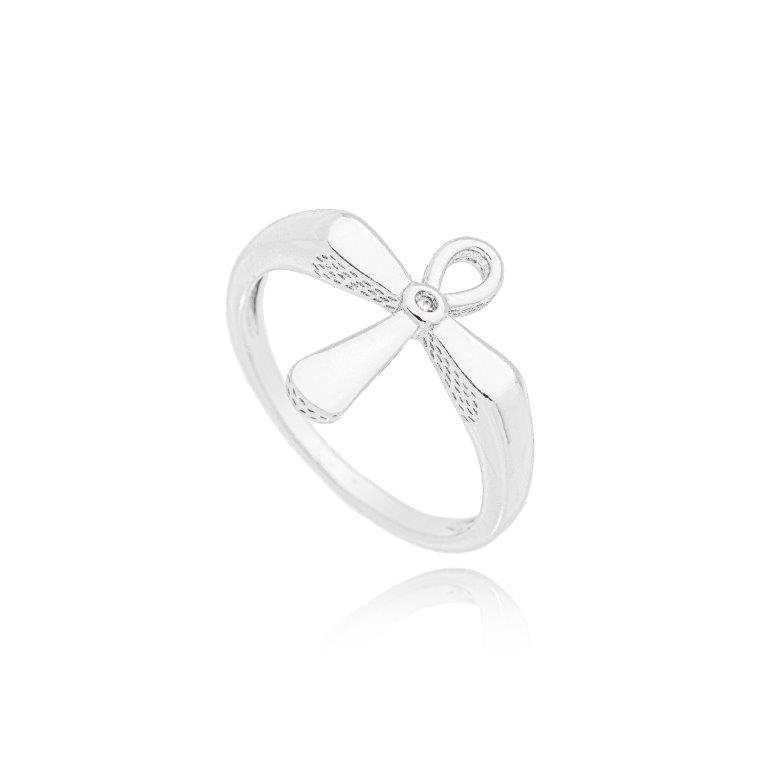 Anel Cruz Zirconia ao Centro Ouro
