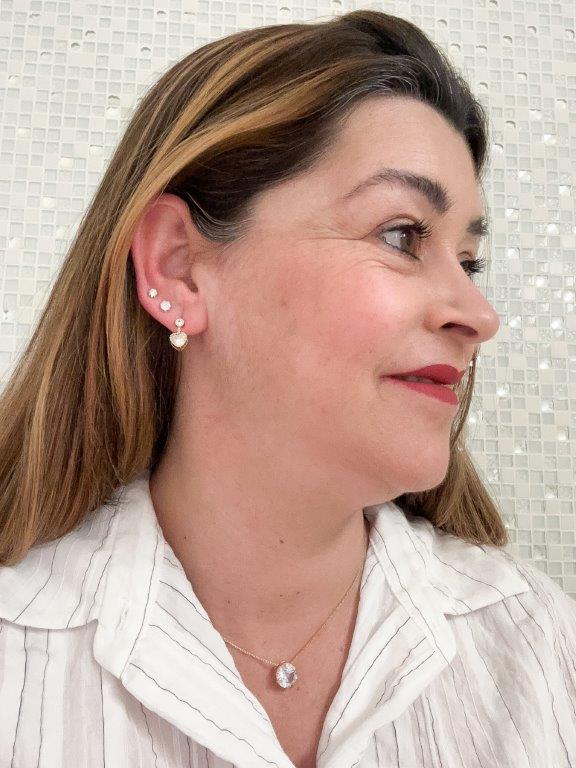 Brinco Pendente Coração Cravejado Rosa