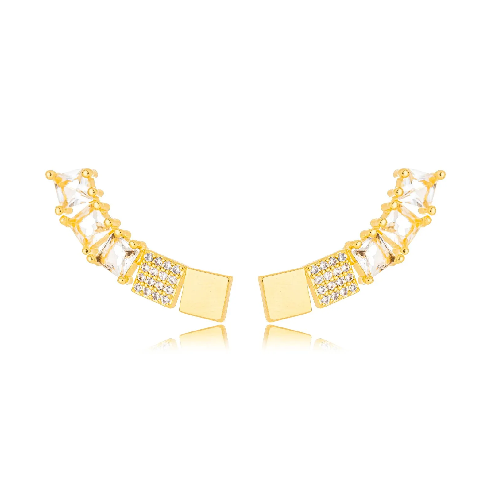 Brinco Ear Cuff Zirconias e Cristais Colors