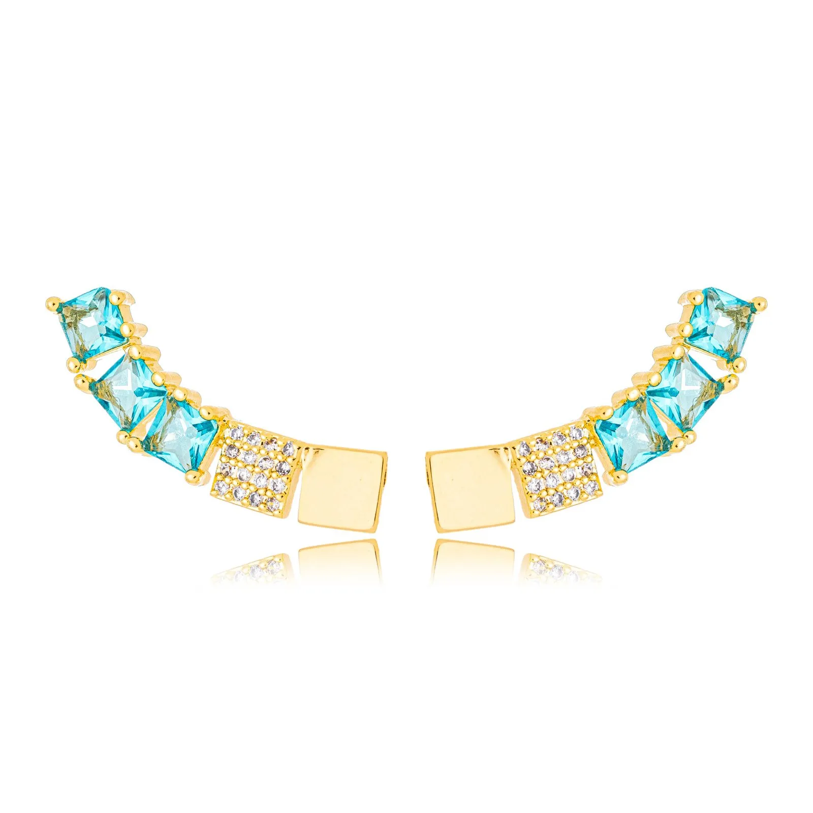 Brinco Ear Cuff Zirconias e Cristais Colors