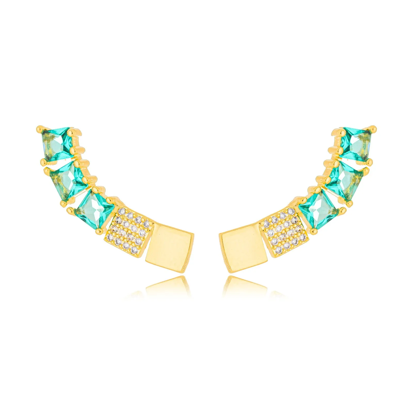 Brinco Ear Cuff Zirconias e Cristais Colors