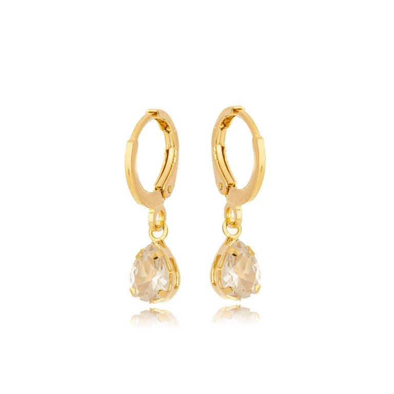 Brinco Argola Zirconia Gota