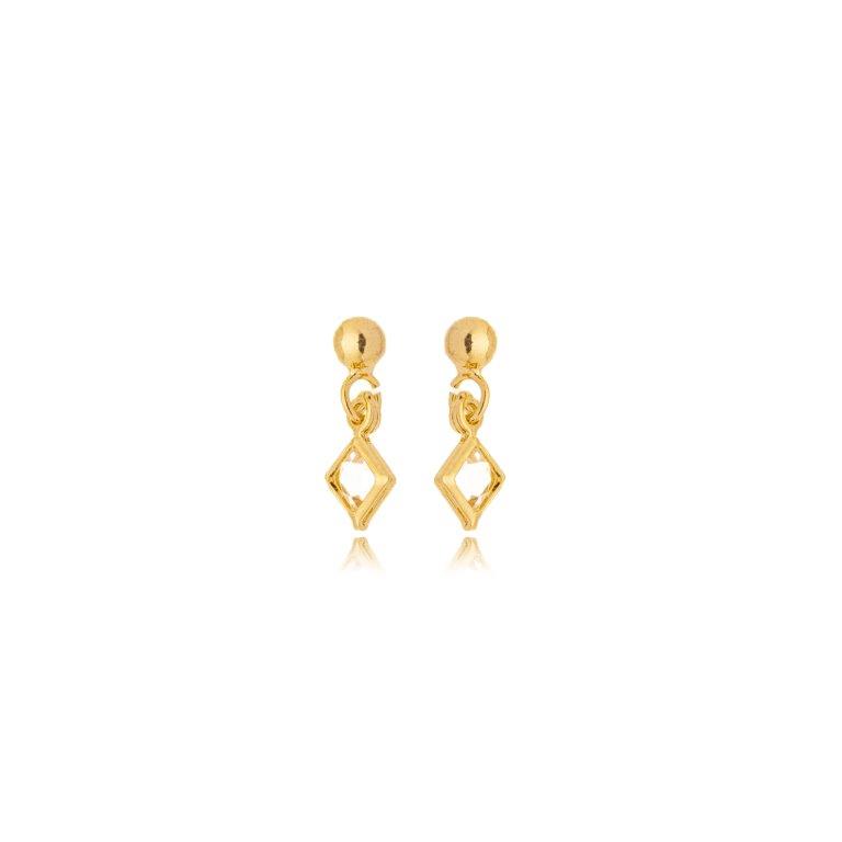 Brinco Pendente Zirconia Quadrada