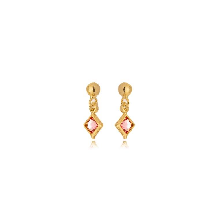 Brinco Pendente Zirconia Quadrada